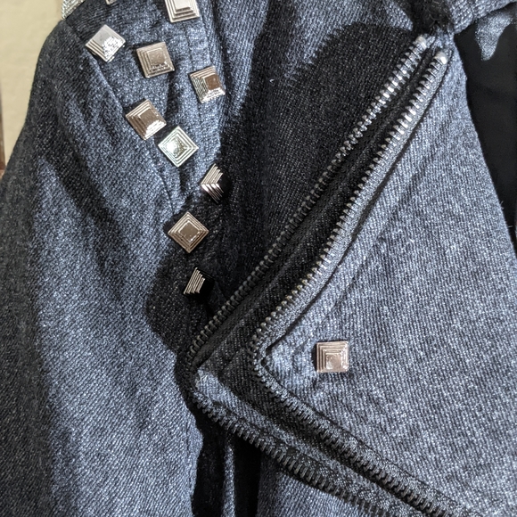 Chou Yatou black/gray denim moto jacket in Medium. - Picture 6 of 11
